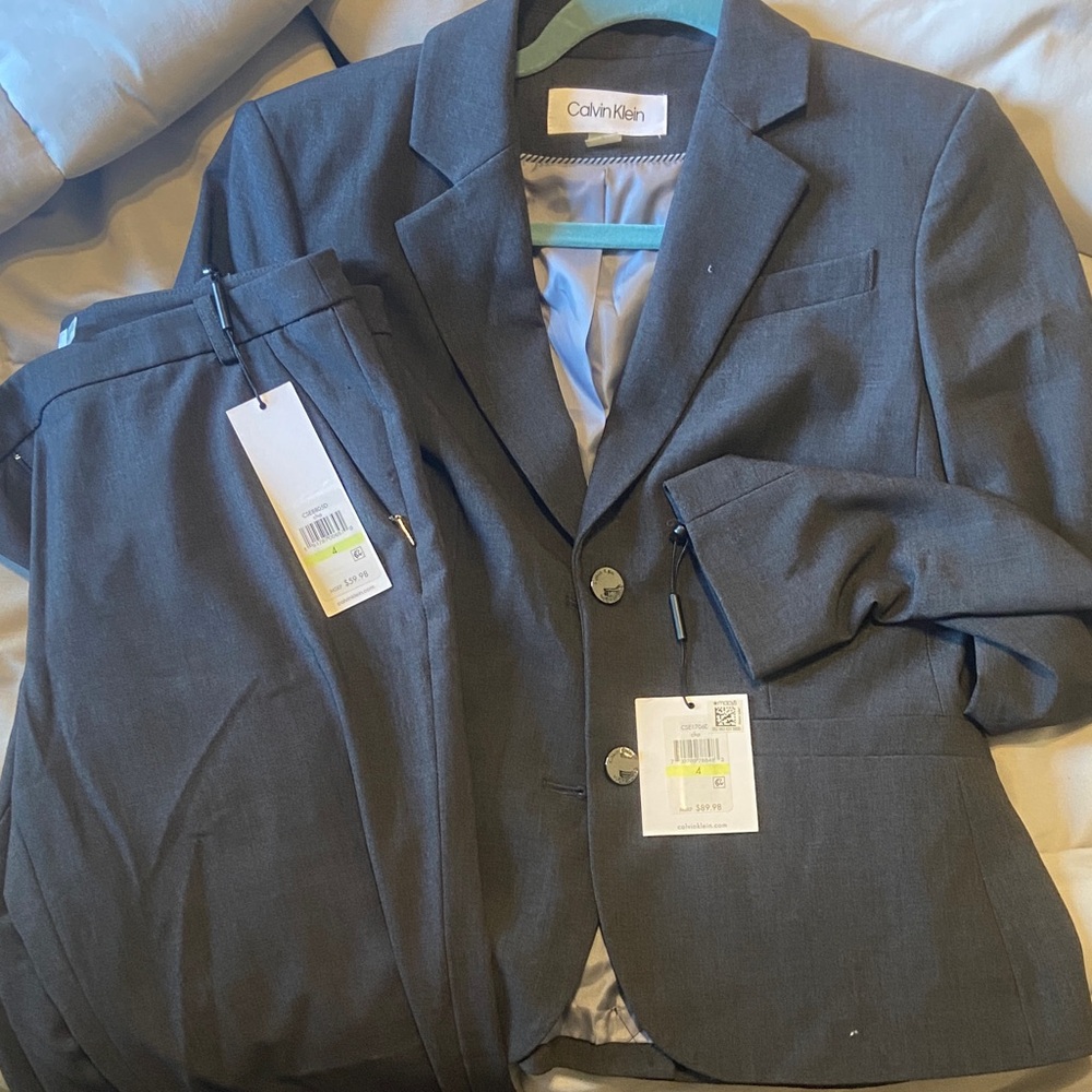 Calvin Klein Womens Dark Charcoal Gray Two-Piece Suit